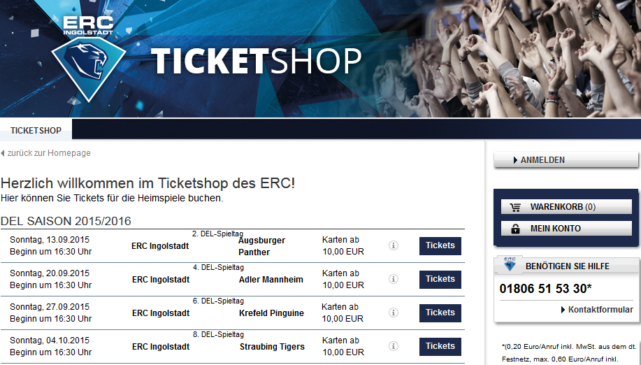 Einzeltickets ab sofort erhältlich Tickets ERC Ingolstadt