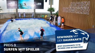 Surfen in der Jochen Schweizer Arena mit einem ERC-Spieler - zu gewinnen mit der Dauerkarte Surfen in der Jochen Schweizer Arena mit einem ERC-Spieler - zu gewinnen mit der Dauerkarte