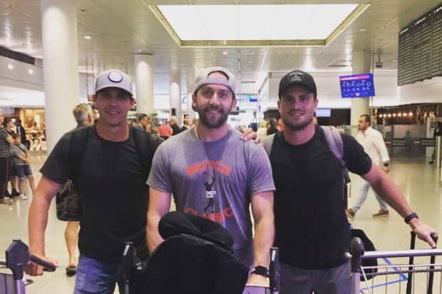 Mike Collins, Sean Sullivan und Wayne Simpson reisten zusammen aus ihrer Heimat Boston an.