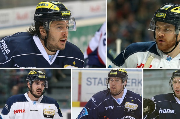 Der ERC Ingolstadt verabschiedet sich bei fünf Spielern und bedankt sich bei dem Quintett für den Einsatz. Fotos: Stefan Bösl / kbumm.de