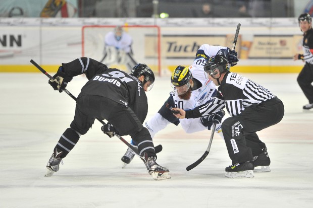 Kampf um die Derbypunkte: Am Dienstagabend haben die Panther die Ice Tigers zu Gast. Foto: Traub / st-foto.d