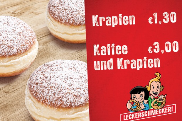 Heute gibt's die Krapfen des Backhaus Hackner an den Kiosken.