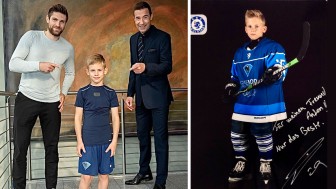 Anton Duttler im Mittelpunkt - neben NHL-Star Leon Draisaitl und TV-Entertainer Kai Pflaume.
Fotos: pictures.tvinfo.net & ERC Ingolstadt e.V. Anton Duttler im Mittelpunkt - neben NHL-Star Leon Draisaitl und TV-Entertainer Kai Pflaume.
Fotos: pictures.tvinfo.net & ERC Ingolstadt e.V.