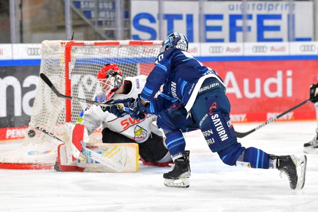 Tor und Heimsieg verfehlt. Die Panther unterliegen den Fischtown Pinguins Bremerhaven.
Foto: Johannes Traub/JT-Presse.de