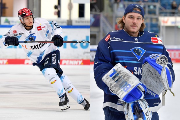 Marvin Feigl (li.) und Jonas Stettmer laufen in der kommenden Saison für Kooperationspartner Ravensburg in der DEL2 auf.