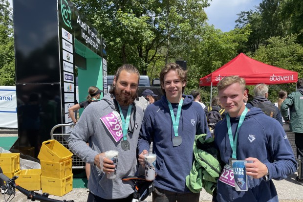 Kevin Reich, Philipp Krauß und Marvin Feigl mit starker Leistung beim Audi Triathlon.