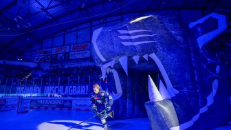 Am Sonntag treffen die Panther um Leon Hüttl zuhause auf Iserlohn.
Foto: Johannes Traub/JT-Presse.de