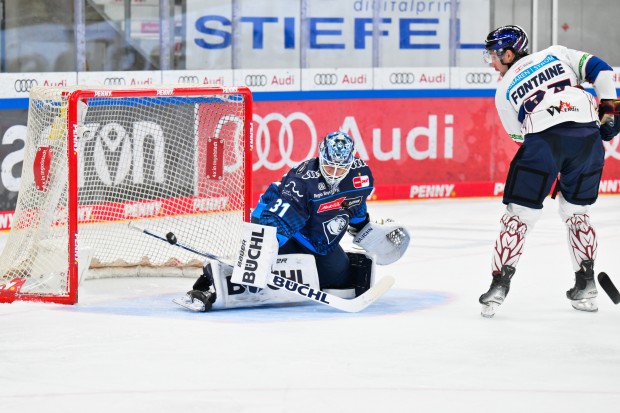 Die Panther um Goalie Devin Williams mussten sich knapp geschlagen geben.
Foto: Johannes Traub/JT-Presse.de