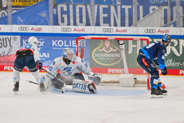 Sechs Treffer schenkten die Panther Adler-Goalie Arno Tiefensee ein.
Foto: Johannes Traub/JT-Presse.de