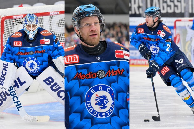 Devin Williams, Daniel Schmölz und Sam Ruopp (v.l.n.r.) haben ihre Verträge beim ERC verlängert.