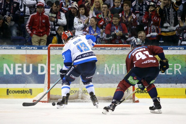 Mike Collins sorgt mit seinem Emptynetter für den 4:2-Endstand gegen Berlin. Foto: City-Press